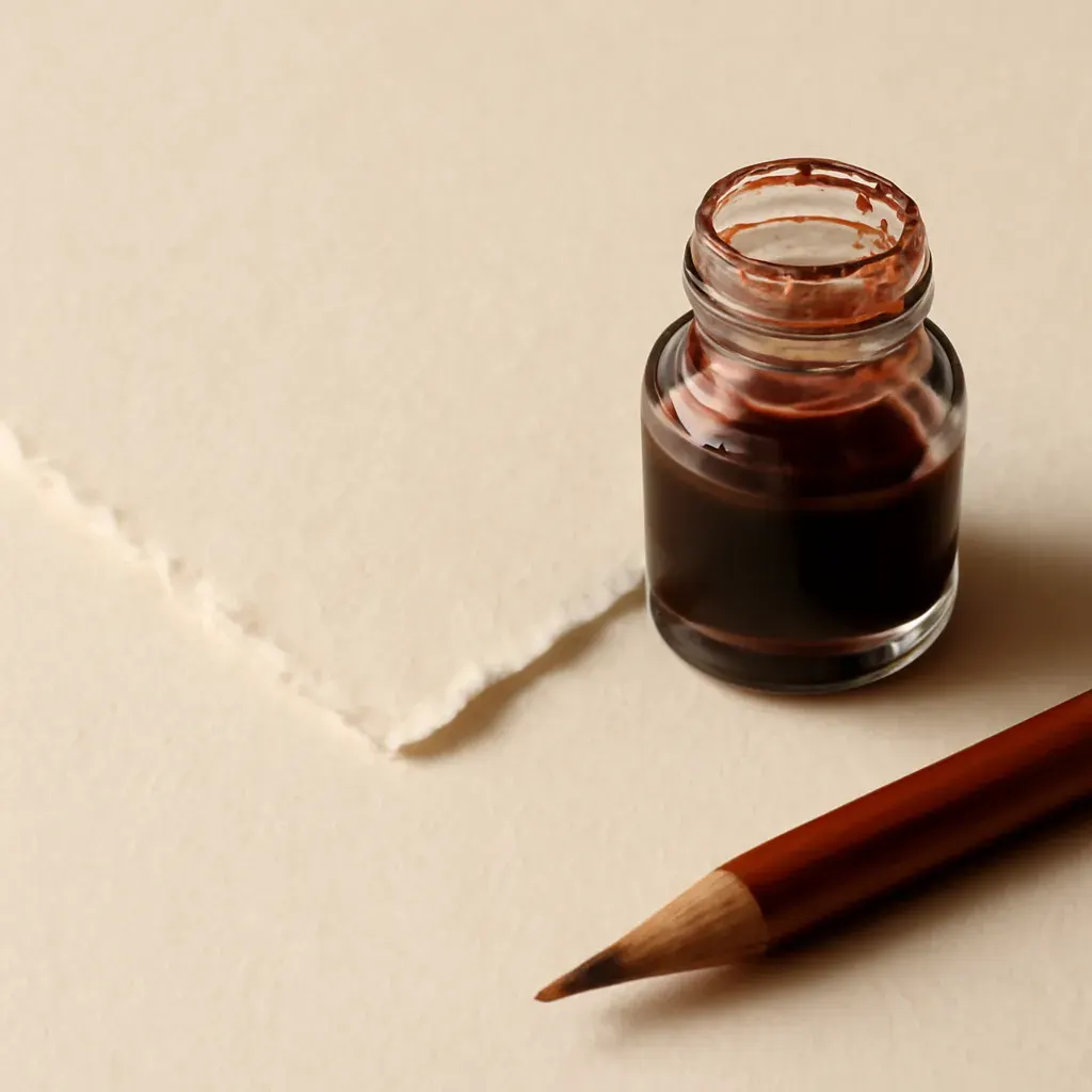 Détail d'encre et de papier, sans visage.
